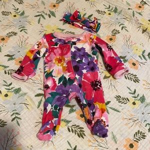 Gigi and Max Newborn Watercolor Floral Sleeper and Headband Set